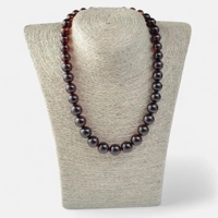 Amber necklace with pressed amber..