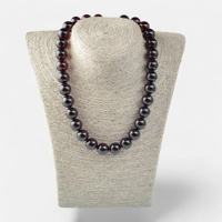 Pressed amber necklace 14mm round..