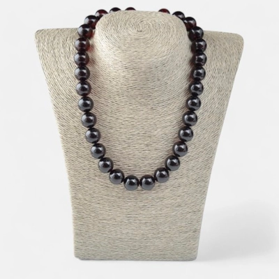 14mm Pressed amber necklace for women or men gift idea N032 14mm Pressed amber necklace for women or men gift idea N032