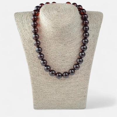 Pressed Baltic amber necklace for women 14mm size beads N033 Pressed Baltic amber necklace for women 14mm size beads N033