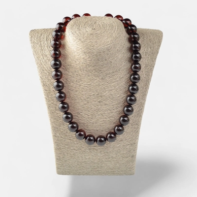 Pressed amber necklace for adults Cherry 15mm N036 Pressed amber necklace for adults Cherry 15mm N036