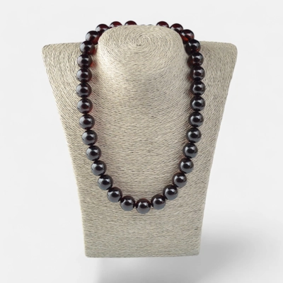 Pressed amber necklace round beads 15mm N038 Pressed amber necklace round beads 15mm N038