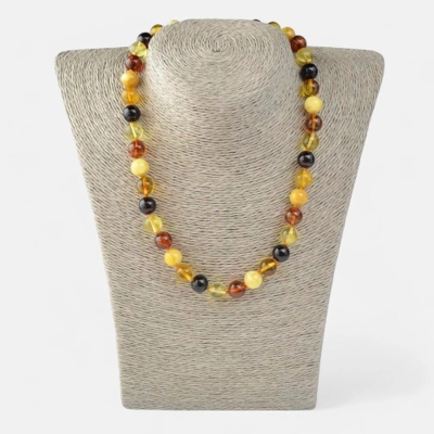 Multicolor pressed amber necklace 10mm For Adults N047 Multicolor pressed amber necklace 10mm For Adults N047