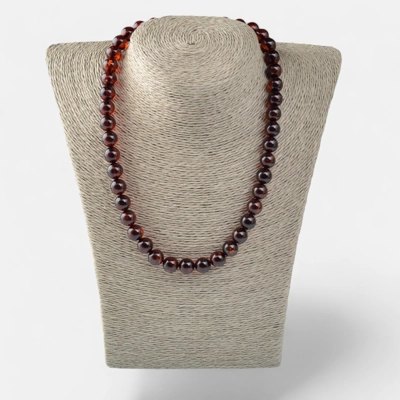Pressed 10mm amber necklace for adults gift idea N0103 Pressed 10mm amber necklace for adults gift idea N0103