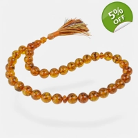 Pressed prayer amber beads rosary..