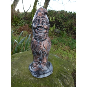 Aged Bronze Effect Hand Painted Garden Gnome Hand Crafted Cast Stone Dwarf Garden Ornament 23cm tall