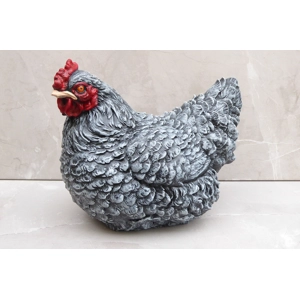 Handcrafted Aged Stone Affect With Some Colour Detail Cast Stone Hen Chicken Garden Ornament Statue