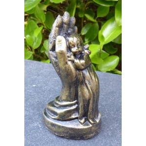 Exquisite Aged Brass Effect Child in Hand Cast Stone Garden Ornament 10cm tall Exquisite Aged Brass Effect Child in Hand Cast Stone Garden Ornament 10cm tall