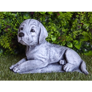 Handcrafted Cute Laying Labrador Dog Cast Stone Garden Ornament Garden Statue 22cm long