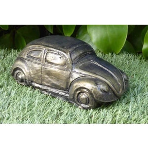 Unusual Aged Brass Effect Beetle Car Ornament Cast Stone Garden Ornament 18cm