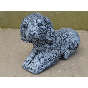 Cute Spaniel Puppy Dog Cast Stone Garden Ornament Hand Crafted Statue 19½cm Long
