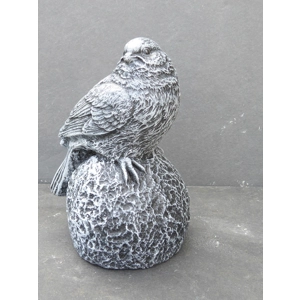 Cast Stone Bird on Rock Ornament Garden Ornament 11½cm tall