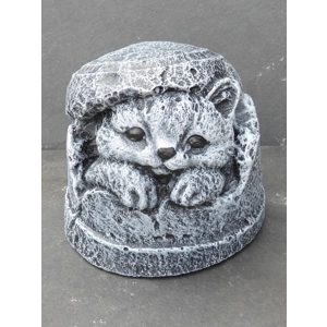 Cast Stone Kitten in Plant Pot Hand Crafted Garden Ornament 10cm Tall