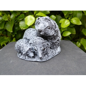 Cast Stone Handcrafted Hedgehog Family Garden Ornament 18cm long