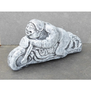 Fun Motorbike & Rider Hand Crafted Cast Stone Garden Statue Garden Ornament 24cm