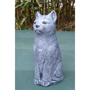 Hand Crafted Cast Stone Sitting Cat Garden Ornament – Contemporary Garden Statue