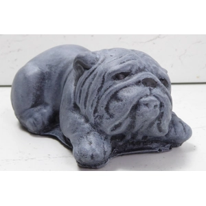 Cute Cast Stone Garden Ornament Laying British Bulldog 14cm long