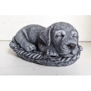 Handcrafted Cute Labrador in Basket Cast Stone Garden Ornament Aged Effect 15cm