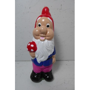 Vibrantly Hand painted Painted Garden Gnome Holding Toadstool Handcrafted 25cm