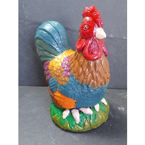 Vibrant Cockerel Garden Ornament Handcrafted Hand Painted Welsummer Hen Chicken
