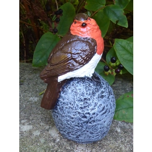 Robin Wild Bird on Rock Ornament Handcrafted and Hand Painted Garden Ornament