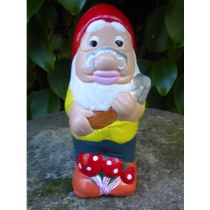 Handcrafted Garden Gnome Hand Painted Garden Ornament Cast Stone 20cm tall Handcrafted Garden Gnome Hand Painted Garden Ornament Cast Stone 20cm tall