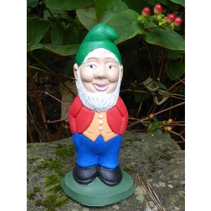 Classic Garden Gnome Vibrantly Hand Painted Handcrafted Made in Cast Stone 22cm tall