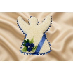 Angel Tribute with Elegant Ribbon and Rose Spray