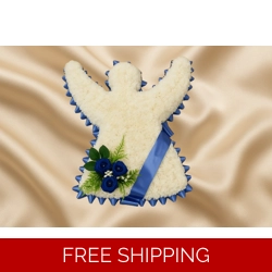 Angel Tribute with Elegant Ribbon and Rose Spray