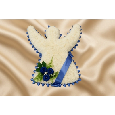 Angel Tribute with Elegant Ribbon and Rose Spray