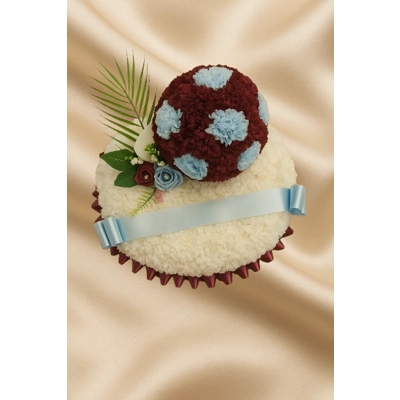 Burgundy and Blue Football Funeral Tribute – Artificial Memorial Flowers