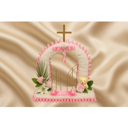 Child’s Pink Gates of Heaven Funeral Tribute with Teddy an..