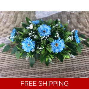 Cemetery Display Blue Gerbera