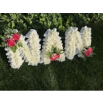 Pretty Pink Nan Mum Sis three letters funeral flowers on stand