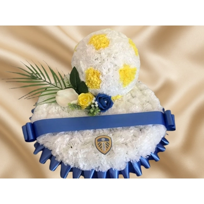Yellow and Blue Leeds United Football Tribute – Artificial Flower Memorial Arrangement