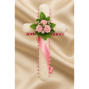 Candy Pink Rose Cross T..