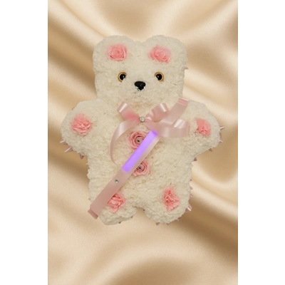 Teddy Bear Funeral Tribute in Blue or Pink – Soft and Sentimental Memorial Arrangement