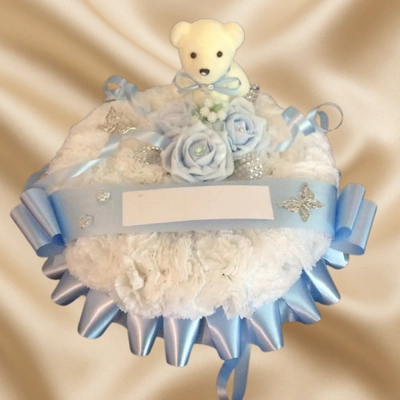 Child's blue teddy bear posy.