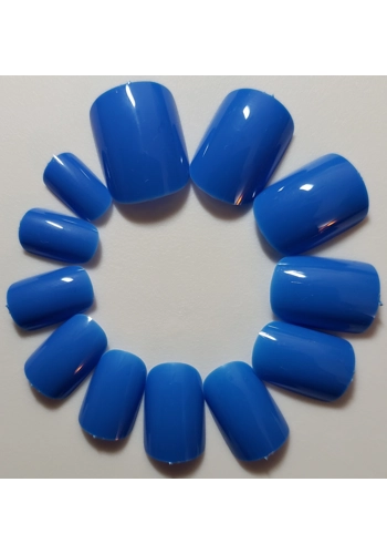 JR Adult Glossy Gel Finish Aqua Color Short Round Press On/Glue On Nails (24 Count) DIY