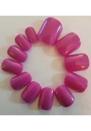 JR Adult Glossy Gel Finish Fuchsia Color Short Round Press On/Glue On Nails (24 Count) DIY Mani