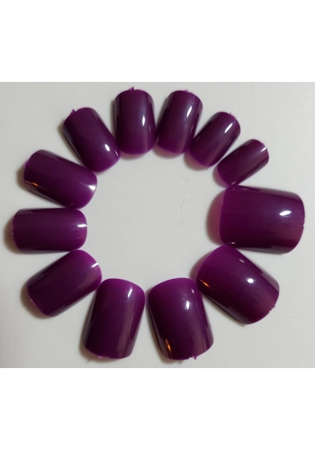 JR Adult Glossy Gel Finish Deep Purple Color Short Round Press On/Glue On Nails (24 Count) DIY