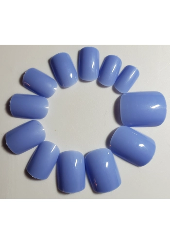 JR Adult Glossy Gel Finish Periwinkle Color Short Round Press On/Glue On Nails (24 Count) DIY