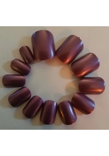 JR Adult Glossy Gel Finish Pearl Purple Color Short Round Press On/Glue On Nails (24 Count) DIY