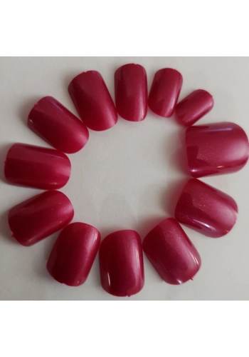 JR Adult Glossy Gel Finish Raspberry Color Short Round Press On/Glue On Nails (24 Count) DIY Mani