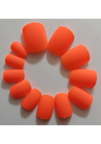 JR Adult Matte Polish Finish Neon Orange Color Short Round Press On/Glue On Nails (24 Count) DIY Kit