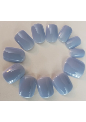 JR Adult Glossy Gel Finish Pale Blue Color Short Round Press On/Glue On Nails (24 Count) DIY Mani