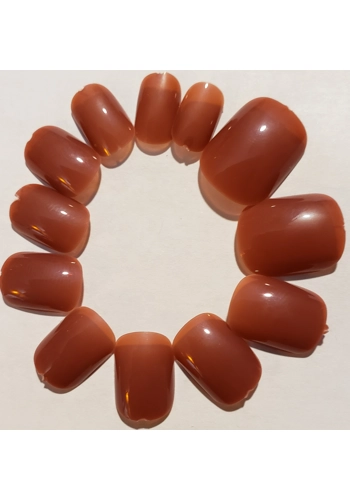 JR Adult Glossy Gel Finish Reddish Brown Color Short Round Press On/Glue On Nails (24 Count) DIY