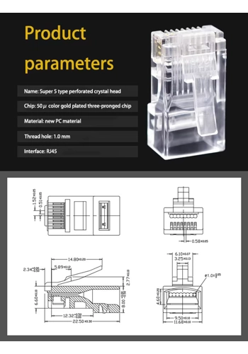 50 PCs RJ45 Connector Cat6 Connector