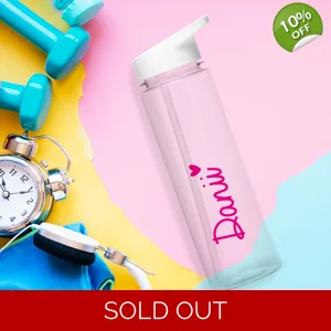 Personalised Pink Heart Name Water Bottle 750ml BPA Free