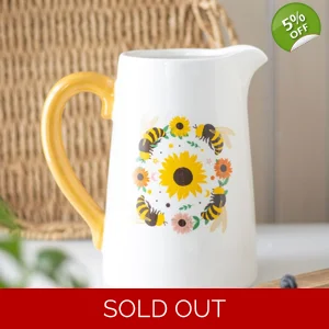 Bee and Sunflower Ceramic Flower Jug